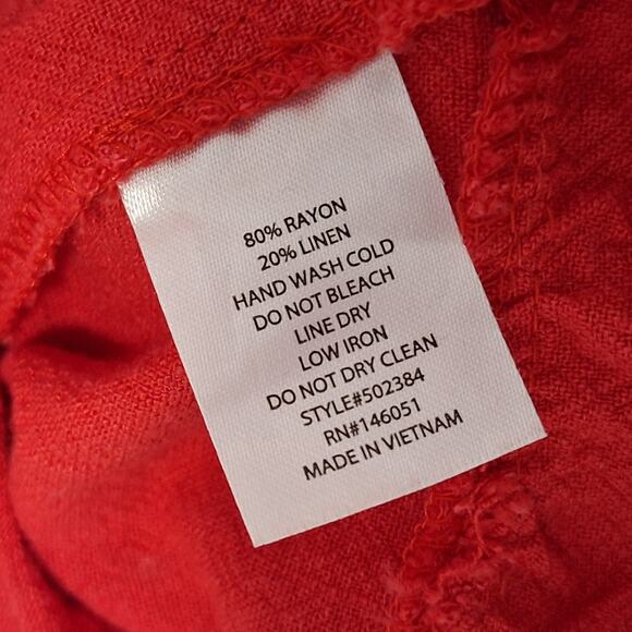 monteau Los Angeles Red Rayon Linen Blend Mini Dress Sz Medium - Picture 7 of 7